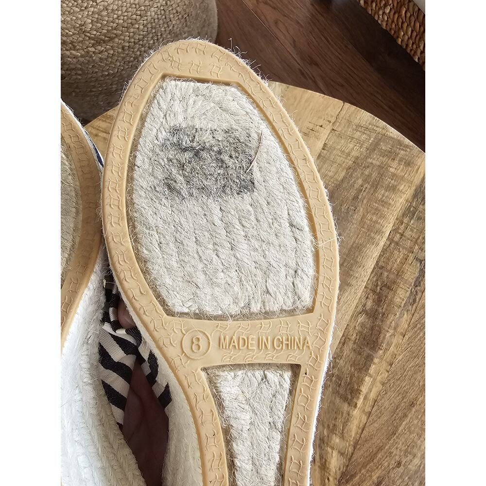 Chico's Striped Wedge Sandals Womens Size 8 Coastal Nautical Beach - Picture 5 of 10